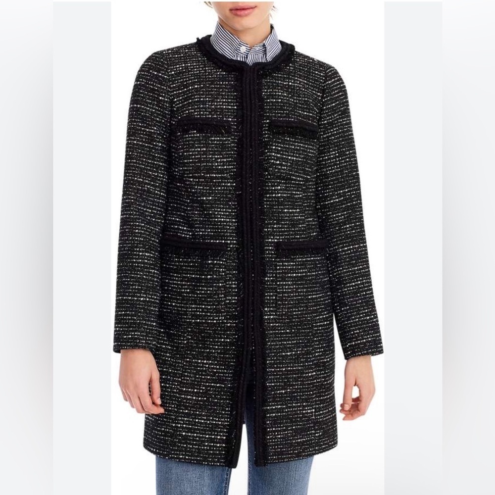 J.Crew Tweed Lurex Lady Coat with Braided Trim- Metallic Size 0
